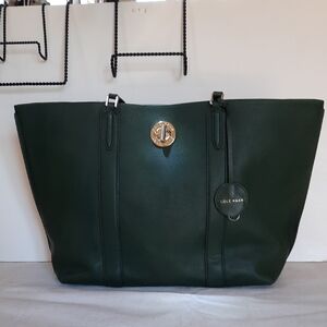 Cole Haan Forest Green Tote with Gold Accent